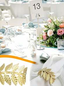 12/6/2 pezzi - Anelli portatovaglioli a forma di foglie dorate, fermatovaglioli in metallo a forma di foglia, anelli portatovaglioli per decorazione tavola da pranzo per matrimoni, feste di Natale, cene, decorazioni autunnali per feste del Ringraziamento e matrimoni, decorazioni tavola da pranzo dorate - Dorato - Visualizzare 5