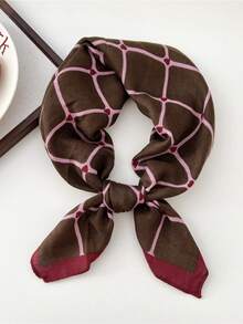 1pc Bandana With Geometric & Heart Print Pattern, Women Headscarf/Neckerchief - Multicolor - View 2