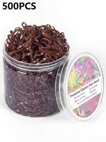 500/1500/3000pcs Brown Elastic Hair Ties - Small Size Rubber Bands For Girls, Non-Damaging, Suitable For Fine To Medium Hair Texture Ponytail - Brown - View 10