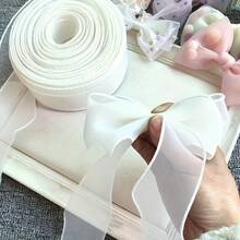 HOMPOOLL 1 Roll 359.84 Inches Elegant Organza Ribbon - Smooth Texture, Fishtail And Wavy Edges, Lightweight And Durable, Suitable For Wedding Bouquets, Party Decorations, Gift Wrapping, Floral Arrangements - Solid Colors (White, Pink, Purple, Burgundy) - Perfect For Handmade Items - 白色 - 查看 9