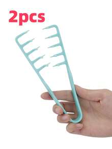 New Fluffy Wide-Tooth Styling Comb - Fluffy Texture, For Men, Made Of ABS Plastic With Textured Handle, Suitable For All Hair Types, Essential For Home, Back To School, Travel & Vacation, Can Create Smooth Backcombed Hairstyles - Multicolor - View 10