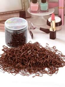 500/1500/3000pcs Brown Elastic Hair Ties - Small Size Rubber Bands For Girls, Non-Damaging, Suitable For Fine To Medium Hair Texture Ponytail - Brown - View 2