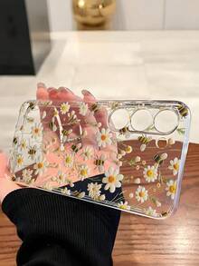 Ốp lưng điện thoại chống sốc thời trang 1 chiếc hình Ong Chăm Chỉ & Hoa Cúc La Mã trong suốt, mềm mại, tương thích với Samsung Galaxy A04e/12/A13/A14/A34/A50/A52/A53/A54/S21/S22/S23/S24/S25/S25Ultra, quà tặng mùa xuân, phiên bản quốc tế, không phải phiên bản nội địa. - Trong sáng - Xem 3