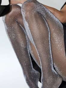 A Pair Of Metallic Sheen Tights, Featuring A High-Waisted And Stretch-Fit Design, Delivers A Sleek, Full-Leg Shimmer For An Eye-Catching Yet Elegant Look. Made With Luminous Metallic Fibers, These Tights Offer A Radiant, Body-Sculpting Finish That Enhances Your Silhouette. - Multicolor - View 13