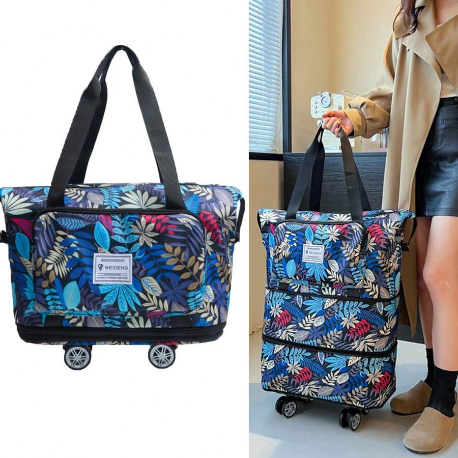 Bolsa de viaje on ruedas de gran capacidad y desmontable, bolsa de mano, mochila escolar. el asa son desmontables para un almacenamiento fácil. Unisex adecuado para viajes de negocios, viajes, escuela. Bolso y mochila de gran capacidad - azul real - Ver 1