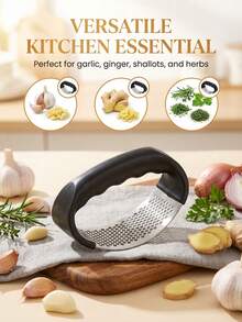 不锈钢压蒜器，杠杆式压蒜器，防锈，可放入洗碗机清洗，专业带手柄压蒜器，厨房压蒜器 - 黑色 - 查看 5