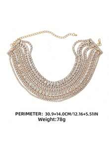 1pc Elegant Rhinestone Decorated Short Choker Necklace - Rhinestones - View 4