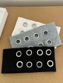 1pc Hollow Circle Elastic Headband, Y2K Retro Punk Rock Music Festival Headpiece Hair Accessories - Round Hole Hairband - View 6