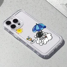 Funda para teléfono con diseño de astronauta en la playa, compatible con iPhone 16, 15, 14 Pro Max, 13, 12, 11, XR y XS Plus. Fabricada en silicona TPU, ofrece protección contra golpes y caídas, además de una excelente sensación al tacto. Es el regalo ideal para familiares, amigos y seres queridos. - transparente - Ver 4