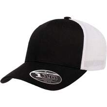 Flexfit Men's 110 Recycled Trucker Mesh Tapa para Hombre - Negro/Blanco - Ver 8