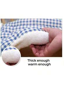 PETSIN 舒适冬季格子宠物洞穴床 - 可拆卸多功能保暖猫狗窝，蓝绿格子