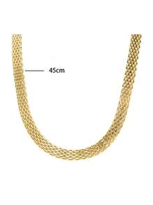 1 Set Stainless Steel Fashionable Versatile Gold Necklace + Bracelet Jewelry Set For Women, Suitable For Daily Wear And Gift - Yellow Gold - View 6
