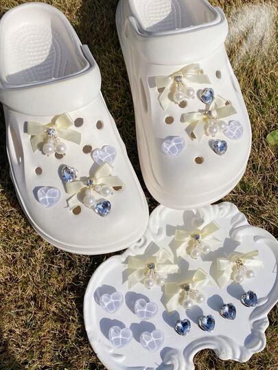 12pcs Elegant Bow, Wavy Heart Hollow Shoe Decorative Buttons, DIY Removable Casual Accessories - Fun, Versatile Personalized Shoe Embellishment, Perfect Gift For Holidays, Parties And Special Occasions