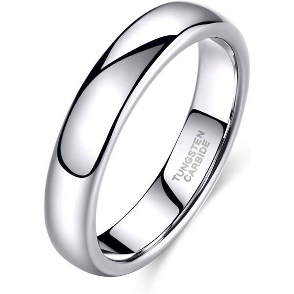 TRUMIUM 2mm 4mm 6mm 8mm Tungsten Wedding Band Ring for Men Women Gold/Rose Gold/Silver Domed High Polish Comfort Fit 4-15