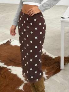 Women's High-Waist A-Line Midi Skirt With Flattering Pleats And Front Seam Detail, Lightweight Flowing Fabric, Elastic Back Waistband And Invisible Side Zip, Versatile Vintage-Inspired Casual Chic Skirt For Everyday, Office And Date Night Casual Midi Skirt Elegant Dot Print Slim Fit Knee Length Skirt For Party Work Daily Wear - Màu Khaki - Xem 1
