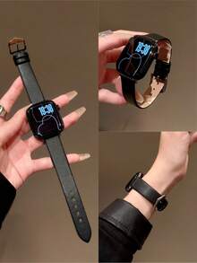 时尚简约的苹果风格纯皮表带，尺寸可自由调节 | 简洁时尚的设计，兼容 Ultra/SE/Series 11/10/9/8/7/6/5/4/3/2/1 | 适用于 38mm、40mm、41mm、42mm、44mm、45mm、46mm 和 49mm 表盘尺寸