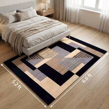 1 pieza Alfombra lavable de lana sintética con patrón geométrico moderno, apta para sala de estar y dormitorio - Multicolor - Ver 14