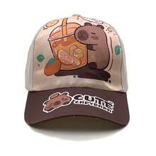 1pc Kids Cartoon Capybara Print Cute Baseball Cap, Wide Brim Sun Visor Hat For Vacation & Travel - Capybara - View 9