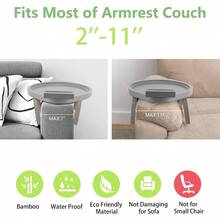 End TablesSINWANT - Mesa de brazo para sofá mesa de bambú con soporte giratorio para teléfono de 360° mesa auxiliar para silla de brazo aperitivo plegable para comer bebidas en reposabrazos - Gris - Ver 3