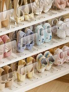 1pc Acrylic Shoe Rack, Space-Saving Vertical Shoe Organizer Stand For Kids, Transparent Shoe Storage Shelf For Entryway - Multicolor - View 3