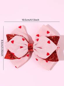2个粉色蝴蝶结发夹，可爱红色爱心发夹，爱心刺绣发卡，甜美爱心发夹，女孩派对头饰，情人节礼物，青少年发饰 - 彩色 - 查看 10