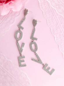 1 Paar übertriebene europäische und amerikanische Ohrringe in Liebesbrief- und Herzform, elegantes und beliebtes Geschenk für Frauen, Valentinstag - Silber - Übersicht 4
