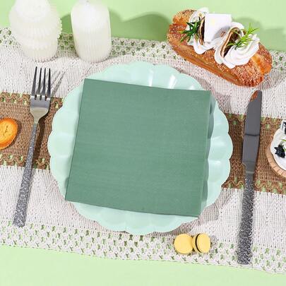 20/40/60/100pcs,Sage Green Disposable Napkins, Cocktail Napkins, 13*13inch Solid Sage Green Tissues For Party Decoration, Very Suitable For Various Theme Parties And Daily Use, Table Setting, Event Supplies, Elegant Napkins, Solid Color Napkins, Durable Paper
