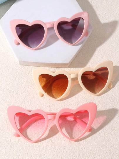 2/3 Pcs New European & American Style Asymmetrical Heart Shaped Sunglasses, Street Fashion