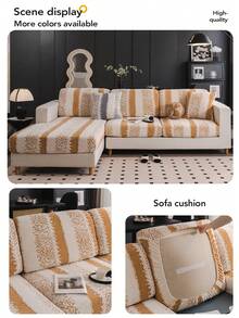 1 tấm bọc ghế sofa mùa đông co giãn bằng vải nhung, đệm sofa lông cừu mùa thu/đông mới, đệm chống trượt bọc toàn bộ, vỏ bọc cho sofa 1/2/3/4 chỗ ngồi trong phòng khách - Màu Khaki - Xem 7