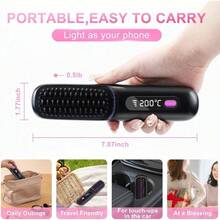 Cordless Hair Straightener Brush, Rechargeable Hot Comb Hair Straightener With 3 Temp Settings, Anti-Scald Portable Hair Straightening Brush With Negative Ions For Home Travel - 白色 - 查看 2