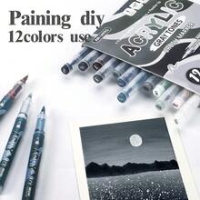 Bộ 84 bút vẽ màu acrylic, 7 màu chuyển sắc, 2 bút/hộp, bút khô nhanh, chống lem mực, thích hợp cho tranh vẽ trên vải, đá, gốm sứ, gỗ và thủy tinh | Bộ quà tặng dành cho bé trai/bé gái (Giáng sinh & tựu trường) - Nhiều màu - Xem 10