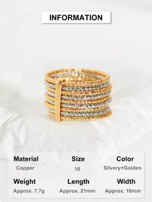 1 pièce Bague en cuivre plaqué or 14 carats, 9 cercles, épaisseur 0,025 μm - Or jaune - Voir 17