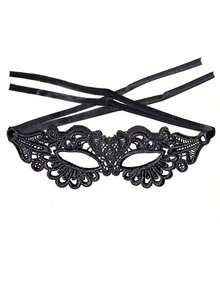 Lace Half Face Mask, Women's Halloween Masquerade Prop, Sexy Black Eyemask - Black - View 11