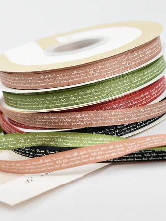 Cinta multilingüe de 1 cm de ancho para envolver regalos, manualidades de cumpleaños, pajarita, empaquetado floral, atar cajas de regalo