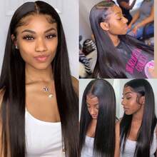 BINF Silky Straight Seamless Clip In Human Hair Extensions, 8Pcs/Set, Brazilian Virgin Remy Hair, Double Invisible Soft Weft, Real Natural Black Hair. Suitable For Christmas Church Service, Parent-Child Outfit, Flash Mob, New Year Corporate Gala - Straight Hair Clip Extension - 查看 2