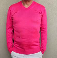 Men's Cold Weather Blouse | Men's Knitted Sweater | Winter Knitted Wool Pullover Long Sleeve V-Neck - 粉色 - 查看 7