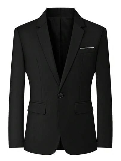 男士单排扣缺口翻领商务正装西装外套，适合婚礼、典礼、节日活动