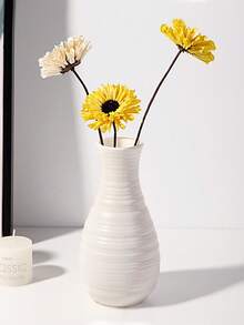1个塑料花瓶，干湿两用，艺术装饰，北欧风格，不易碎仿陶瓷花瓶，适用于客厅、婚礼、派对、办公室、卧室装饰、家居装饰、人造花、桌面装饰、圣诞礼物 - 彩色 - 查看 3