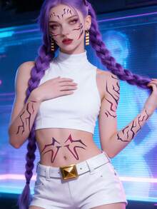 4-Piece Waterproof, Sweatproof, And Non-Reflective Temporary Temporary Tattoos For Valentine's Day. These Colorful, Succubus-Striped Tattoos Are Perfect For Cool, Sexy Girls And Men, Featuring Designs For The Face, Forearm, And Collarbone. Suitable For Parties, Performances, And Everyday Use. Artistic, Realistic Tattoos With Short English Phrases Are Also Great As Party Favors And Gifts, Lasting 3-5 Days.