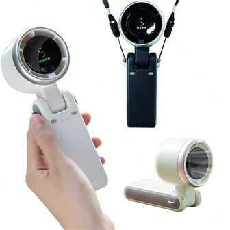 Ventilator portabil de mână de 3600 mAh, mini ventilator reglabil, ventilator portabil pliabil fără lame cu 5 viteze cu afișaj digital, suflantă de aer mică, potrivită pentru acasă, birou și utilizare în exterior