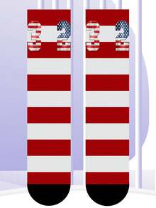 1 Pair Of 3D Digital Heat Transfer Printing 360 Degree Cartoon Letters For Men And Women, Letter 67 Novel Socks, Comfortable, Fashionable, Personalized, Suitable For Street Cartoon Anime As Holiday Gifts, Novel And Interesting Socks For Sportswear - Multicolor - View 5