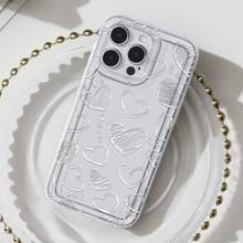 Funda para teléfono con diseño de corazones grises y elementos de amor, compatible con iPhone 16, 15, 14 Pro Max, 13, 12, 11, XR y XS Plus. Fabricada en silicona TPU, ofrece protección contra golpes y caídas, además de una excelente sensación al tacto. Es el regalo ideal para familiares, amigos y seres queridos. - transparente - Ver 3