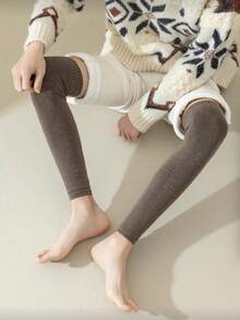 2 pares de calentadores de pierna y rodilla cálidos, calentadores de pierna gruesos anti-frío para hombres y mujeres, adecuados para otoño/invierno, actividades al aire libre - Multicolor - Ver 7