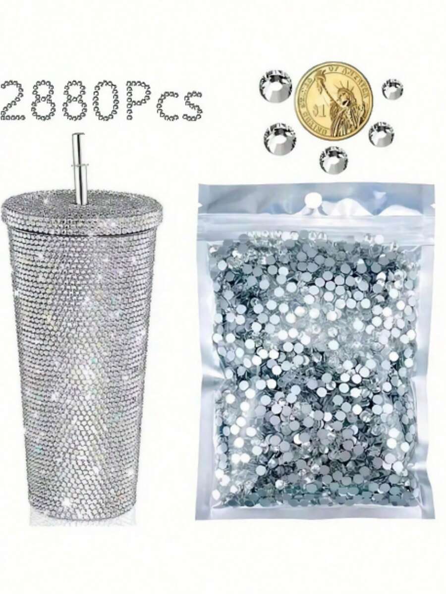 Flat Crystal Rhinestone Round Gems, Suitable For Nail Art And Crafts, Can Be Glued And Fixed. Transparent Flat Round Jelly Rhinestones, Dazzling And Shiny, Non-Hot-Fix, Wholesale In Bulk, Applicable For DIY Crafts, Clothing, Cups, Facial Makeup, Nail Art, Etc. - Silver - View 1