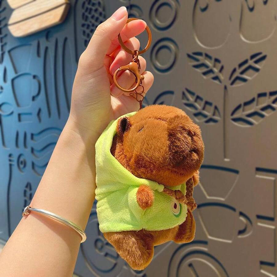 Llavero  capibara  sudadera  felpa  estudiante y regalo  pareja colgante creativo  muñeca  dibujos animados encanto  bolso para novio de moto - Verde - Ver 1