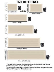 【热销！】1 件装软橡胶厨房地垫，3.5 毫米厚，米色条纹拼接奢华简约风格吸水厨房地垫地毯，可自行裁剪以适应厨房尺寸，表面织物材质，中间海绵层，底部橡胶层，适用于厨房地毯、厨房装饰、婚礼装饰、家居装饰、浴室地垫、玄关地垫、洗衣房地垫、走廊地毯、客厅地垫等。