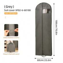 1个便携式白色无纺布连衣裙袋，婚纱袋，长裙收纳袋，180厘米/70.86英寸，宿舍必备衣物整理袋，衣柜收纳袋，卧室收纳袋 - 黑色 - 查看 16