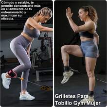 Tobillera Fitness Gym, Reforzada Doble Anilla en D, Correas Acolchonadas,Elástico Ajustable,Correas de Tobillo de Fitness para Máquinas de Cable, Patada de Cadera Hacia Atrás y Estiramiento de Piernas Ejercicio para Hombres y Mujeres - Negro - Ver 4