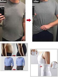 1pc Men's Slim Fit Compression Undershirt, Abdominal Shaping Shirt, Moobs Sweat Vest Suitable For Running, Gym, Home Use, Sports Compression Vest, Shaping Sleeveless Breathable Fitness Vest For Men - Multicolor - View 3