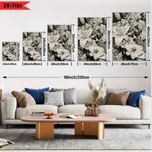 1 Pieza de Decoración de Pared Elegante - Impresión en Lienzo de Aceite enmarcada, con Patrones de Lirios, Hortensias y Verbasina, con Diseño de Gancho, Adecuada para Decoración de Hogar, Sala de Estar, Dormitorio, Baño - Regalo Perfecto para las Fiestas (Adecuado para Acción de Gracias, Bodas, Funerales), Efecto 2D Plano, Adorna Perfectamente el Espacio de la Habitación - Multicolor - Ver 3